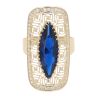 14ct Yellow Gold Blue Gemstone And Cubic Zirconia Ring