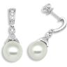 18 Carat White Gold 50pt Diamond & Pearl Drop Earrings