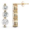 9ct Yellow Gold 3 Stone Cubic Zirconia Drop Stud Earrings