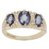9ct Yellow Gold Iolite and Cubic Zirconia Three Stone Ring