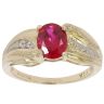 9ct Yellow Gold Created Ruby and 0.02ct Diamond Fancy Ring