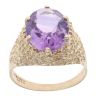 9ct Yellow Gold Amethyst Patterned Single Stone Ring