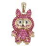 14ct Yellow Gold Pink Gemstone Bunny Pendant