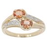 9ct Yellow Gold 0.05ct Diamond and Orange Gemstone Two Stone Ring