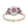 9ct Yellow Gold Cubic Zirconia and Ruby Cluster Ring