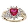 9ct Yellow Gold 0.02ct Diamond And Created Ruby Heart Cluster Ring