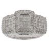 18ct White Gold 1.00ct Princess and Brilliant Cut Diamond Triple Cluster Ring