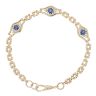 9ct Yellow Gold 0.15ct Diamond and Sapphire Cluster Bracelet 7.5"