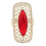 14ct Yellow Gold Red Gemstone And Cubic Zirconia Ring