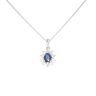 18ct White Gold Sapphire And 0.25ct Diamond Cluster Pendant And Chain 16"