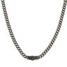 14ct Yellow Gold Monaco Classic Black Pave Lock Curb Chain 16"